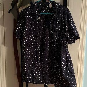 H&M Blue Polka Dot Short Sleeve Shirt
